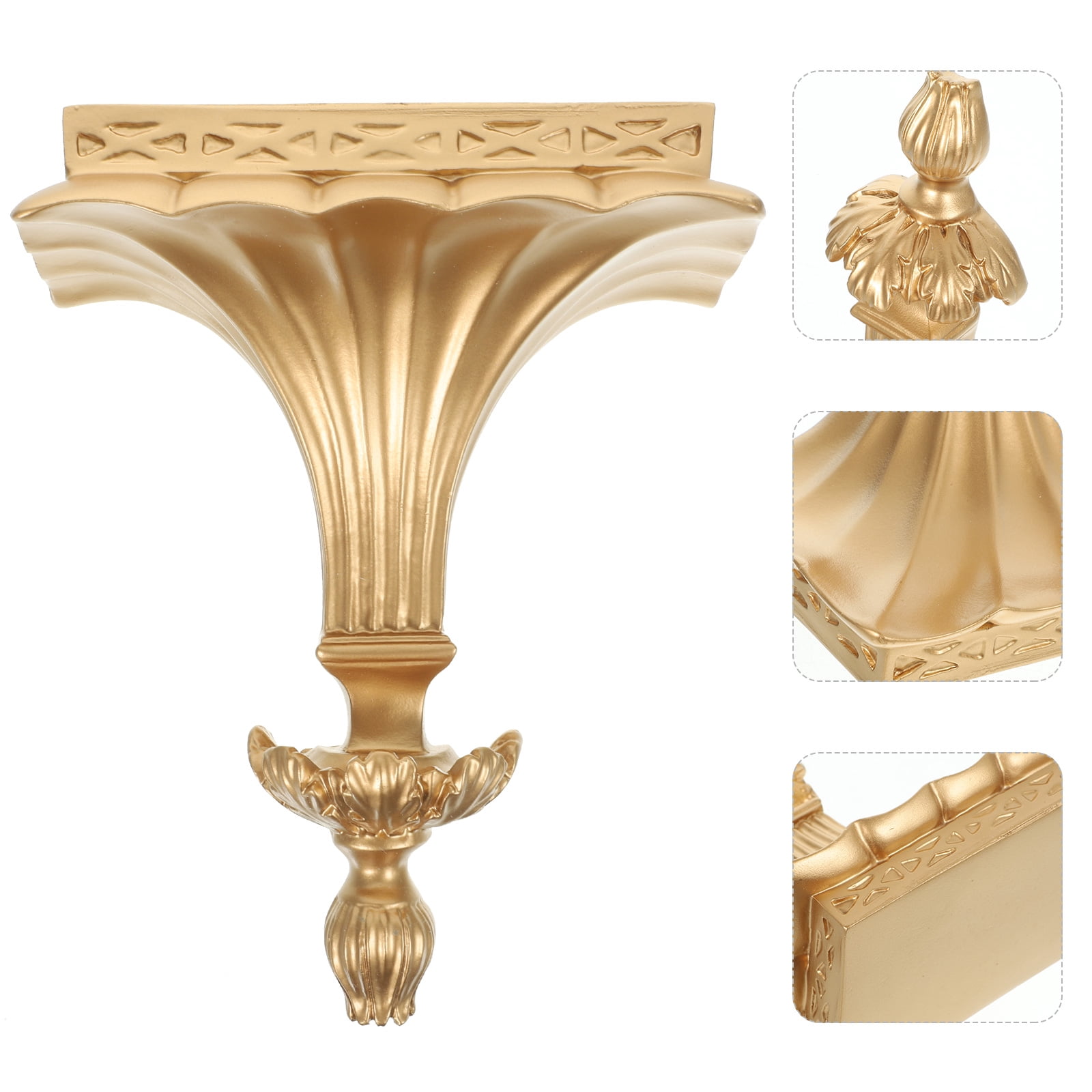 PAMINGONO Large Golden Resin Floating Wall Shelf, Spacious Storage Organizer for Kitchen, Living Room, Bathroom, Office