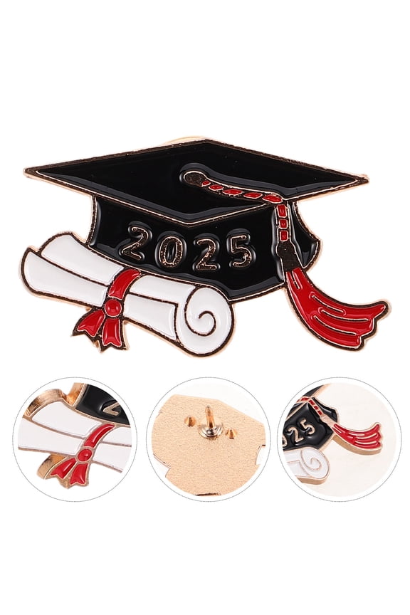 5Pcs Class of 2025 Graduation Brooch Pins Lightweight Fun Metal Lapel Accessories