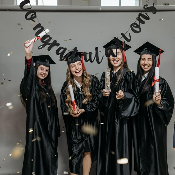 PAMINGONO Graduation Party Banner 1Pack Black Rectangle Paper For School Events And Celebratory Occasions