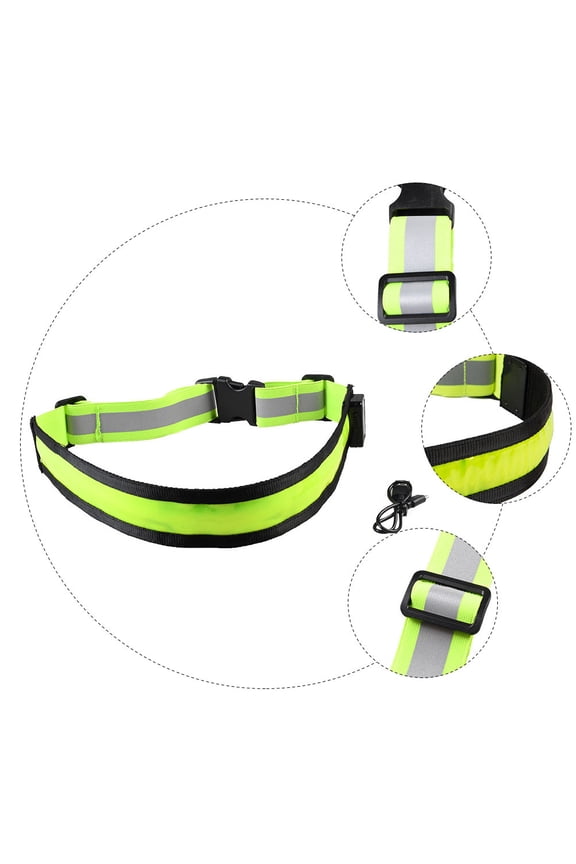 Green 90x5cm LED Reflective Belt 1Pack for Night Visibility Gear