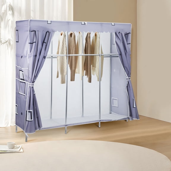 PAMINGONO Grey Fabric Bedroom Wardrobe for Home Use Sleek Design Efficient Organization