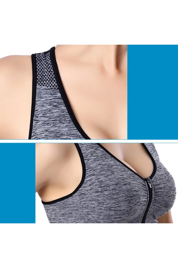 Grey Wirefree Running Sports Bra with Padded Support and Sweat-Wicking Fabric for Workout and Fitness