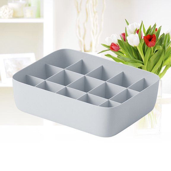 PAMINGONO Grey Stackable Storage Container Plastic Box with Divider for Socks and Underwear