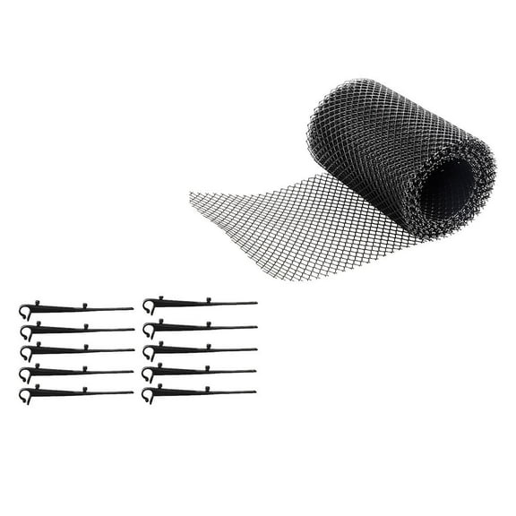 PAMINGONO 1Set Black Plastic Gutter Guard Mesh Easy Install Protective Netting for Garden and Courtyard