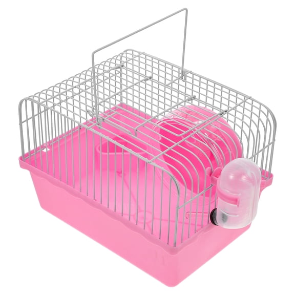 PAMINGONO Pink ABS Hamster Cage for Storage with Water Bottle Holder Portable and Spacious
