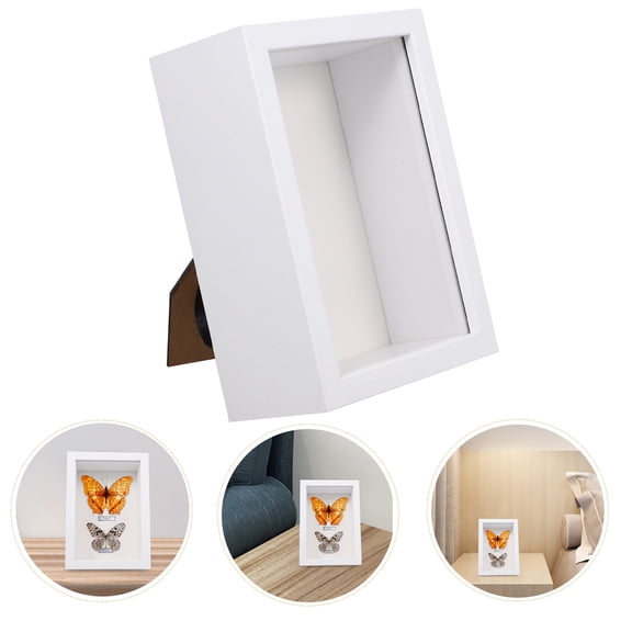 PAMINGONO White Wooden Butterfly Display Frame with Glass Window for Decorative Keepsakes