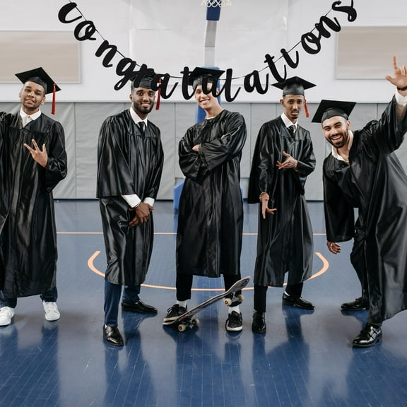 PAMINGONO Hanging Graduation Party Banners 1Pack Black Rectangle Paper For High School And College Celebrations