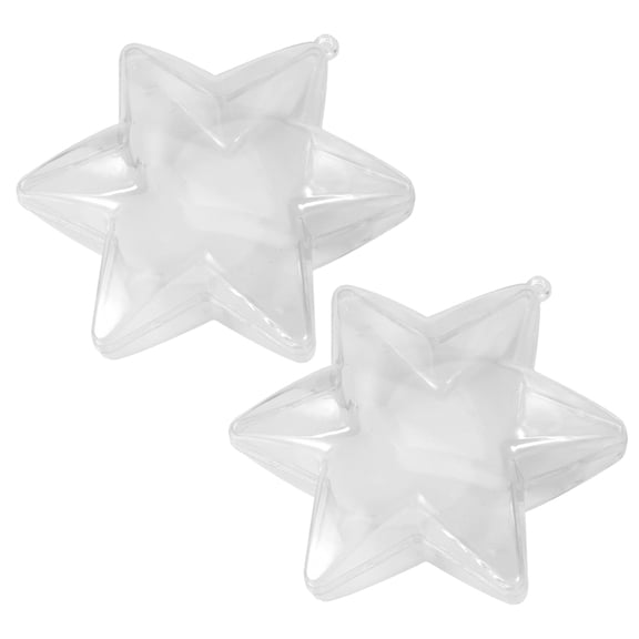 PAMINGONO Clear Plastic Hanging Ornaments, Six-Pointed Star Shape, Decorative Home and Mansion Decor, Set of 2 Pieces