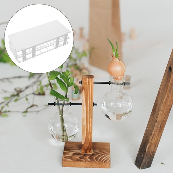 PAMINGONO White Plastic Hydroponic Glass Tube Display Stand for Water Plant Storage and Tube Organization Rack