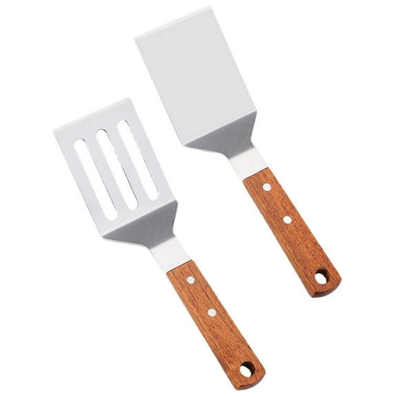 PAMINGONO 2-Piece Kitchen Spatula Set Stainless Steel Scratch-Resistant Cooking Tools for Frying and Baking