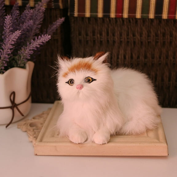 PAMINGONO White Cat Figurines Home Decor Small Handmade Statue for Office and Car Display