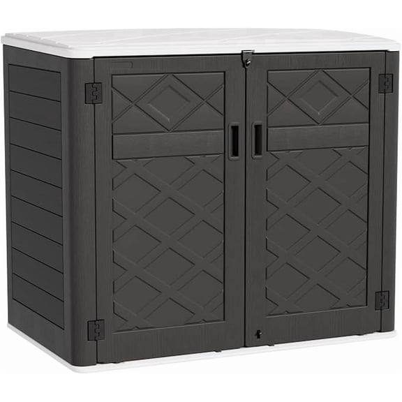 PAMINGONO Larger Outdoor Storage Shed Weather Resistance, Horizontal Outdoor Storage Box Waterproof for Garden, Patios, Backyards, 48 Cu.ft Capacity Black