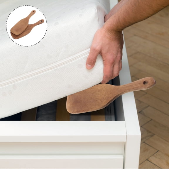 PAMINGONO Ergonomic Light Brown Teak Wood Mattress Lifter Bed Making Tool for Easy Daily Use, Reduces Strain and Effort