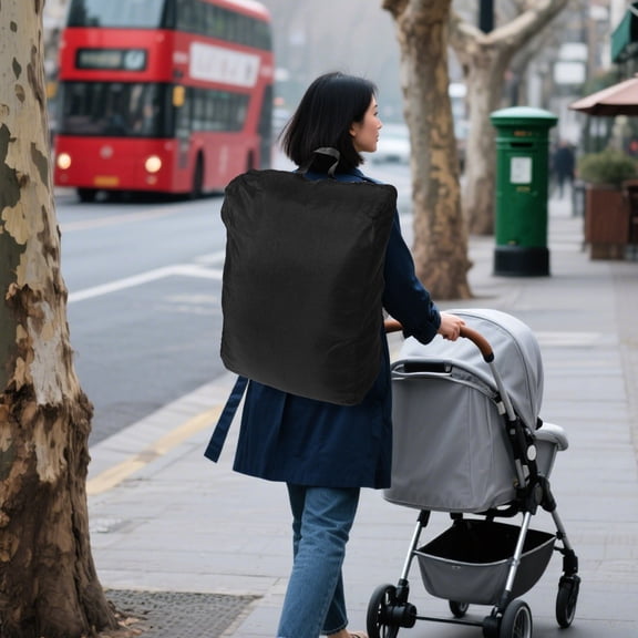 PAMINGONO Black Pram Bag for Airplane Travel with Lightweight Design and Wide Opening