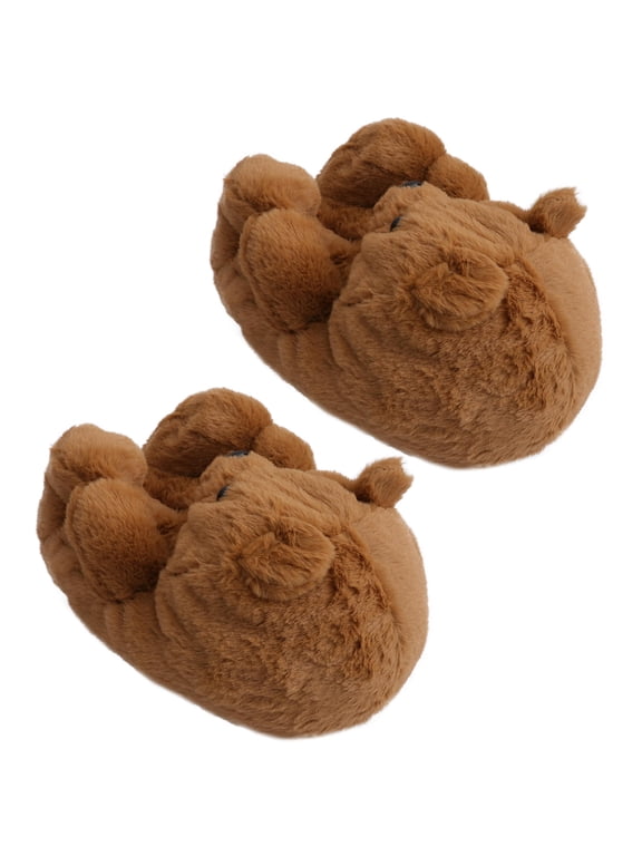 Cartoon Bear Slippers for Winter Female Wear Round Toe Comfortable Chic 1 Pair 11.79X7.86X5.89in