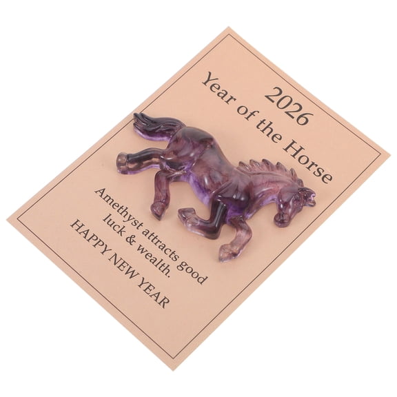 PAMINGONO Little Horse Pocket Hug Card Purple Shui Zodiac Horse Figurine 2026 Decor