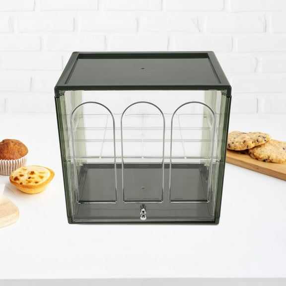 PAMINGONO Double Layer Clear Bread Box for Kitchen Countertop, Space-Saving Bread Storage Container Organizer