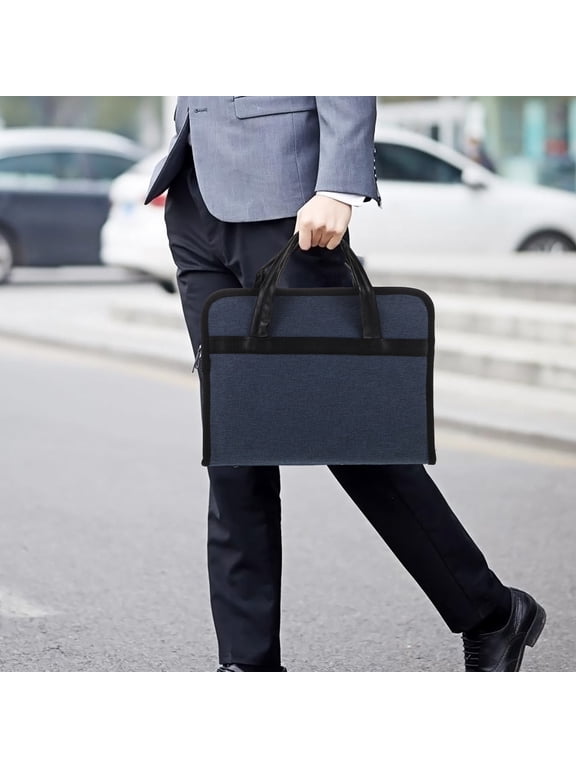 Locking Laptop Briefcase, Oxford Cloth Business File Bag with Compartments and Handle