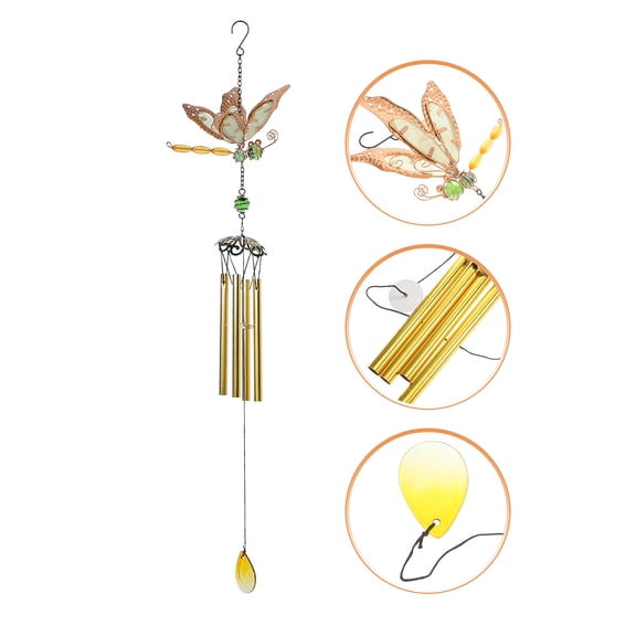 PAMINGONO Luminous Dragonfly Wind Chime 1Set Glow In The Dark For Backyard Use Chinese Decor Outdoor
