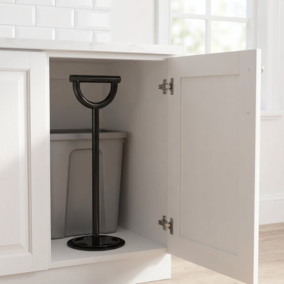 PAMINGONO Manual Kitchen Trash Compactor Black Metal Waste Compression Tool for Efficient Space Saving