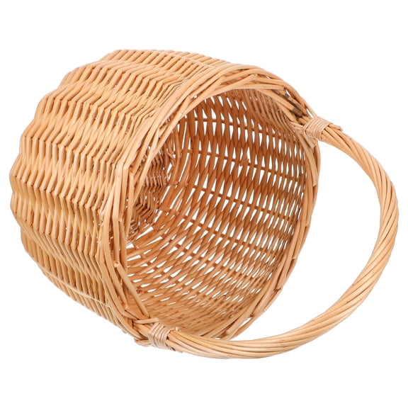 PAMINGONO Light Yellow Wicker Basket Handwoven with Handles Portable Market Basket for Wedding and Outdoor Use