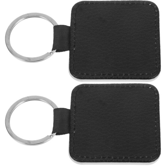PAMINGONO Matching Heart Keychains Set of 2 PU DIY Blank Keychains for Crafts and Bag Charms Black