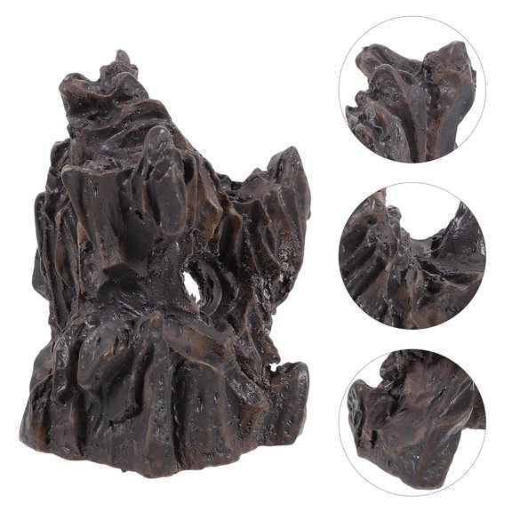 PAMINGONO Micro Landscape Rockery Dark Brown Resin Model for Desktop and Fish Tank Decoration
