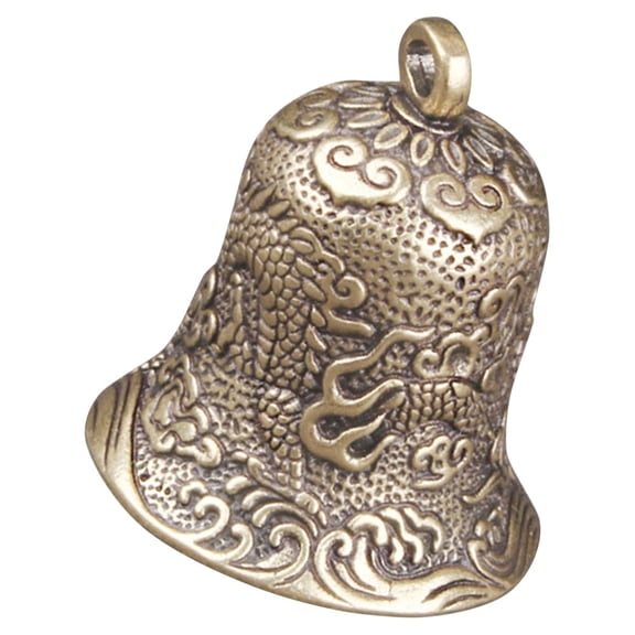 PAMINGONO Mini Bell for Crafts 1Pack Golden Brass with Embossment Bell Decor for Keychain
