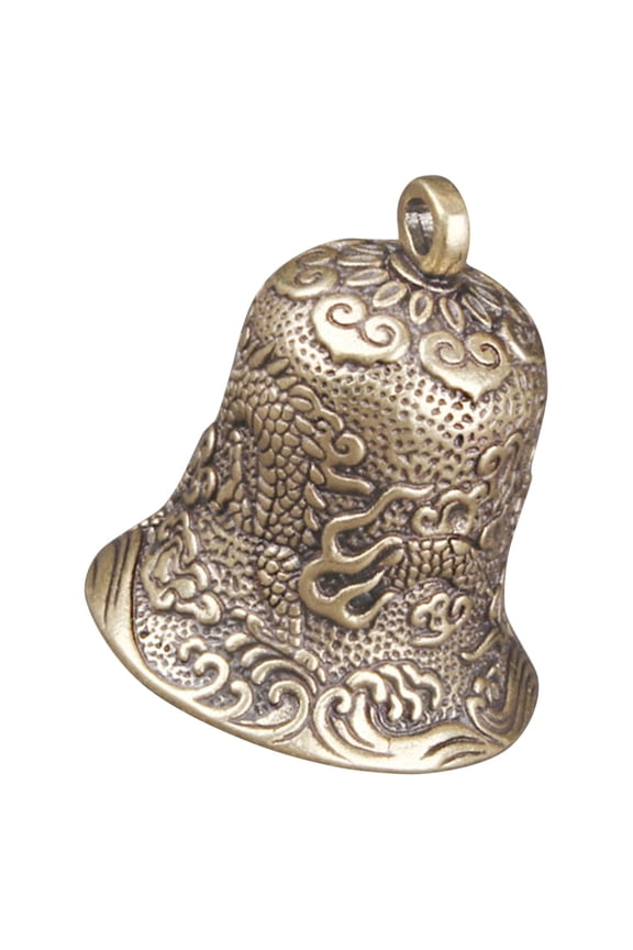 Mini Bell for Crafts 1Pack Golden Brass with Embossment Bell Decor for Keychain