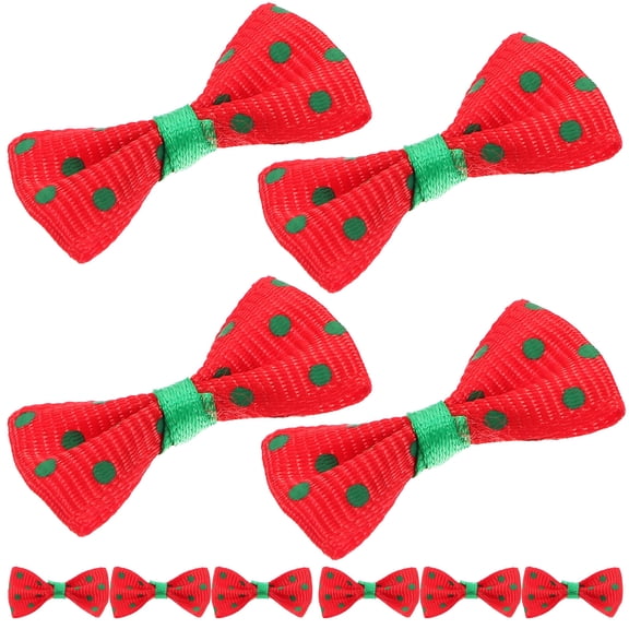 PAMINGONO Mini Bows Mini Craft Bows for Diy Crafting Red with Green Dots 30Pcs