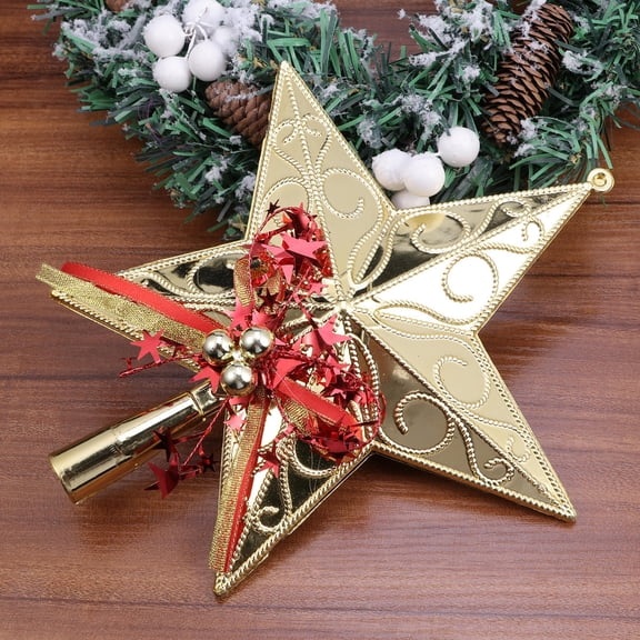 PAMINGONO Mini Christmas Tree Star Topper 1Pack 9In Golden for Business Owners and Home Decor