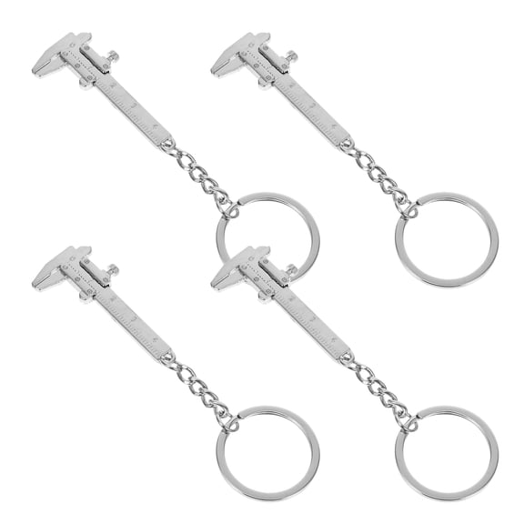 PAMINGONO Mini Vernier Caliper Keychain Zinc Alloy 4Pcs 4.13X1.18X0.87In