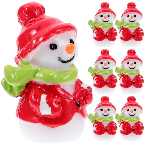 PAMINGONO Miniature Ice Skating Figurines Mini Snowman Statue Resin 10Pcs 1In