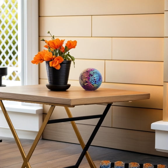 PAMINGONO Multi Colored Glass Sphere Mosaic Ball Sunlight Reflective 1 Set