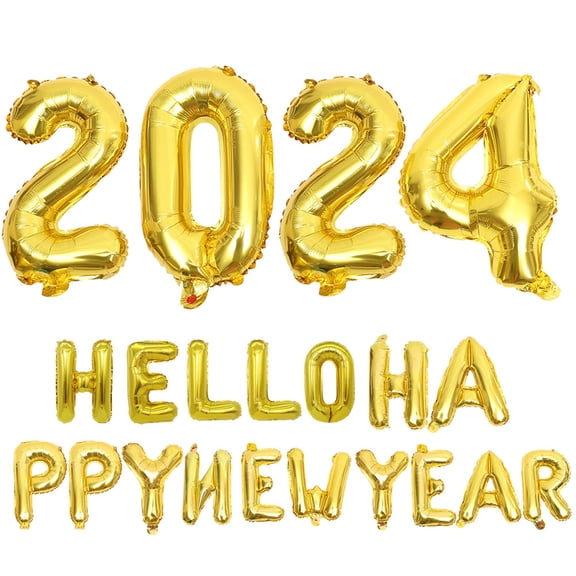 PAMINGONO Party Balloon New Year Balloons Golden Aluminum Film 1 Set 15.7x15.7in