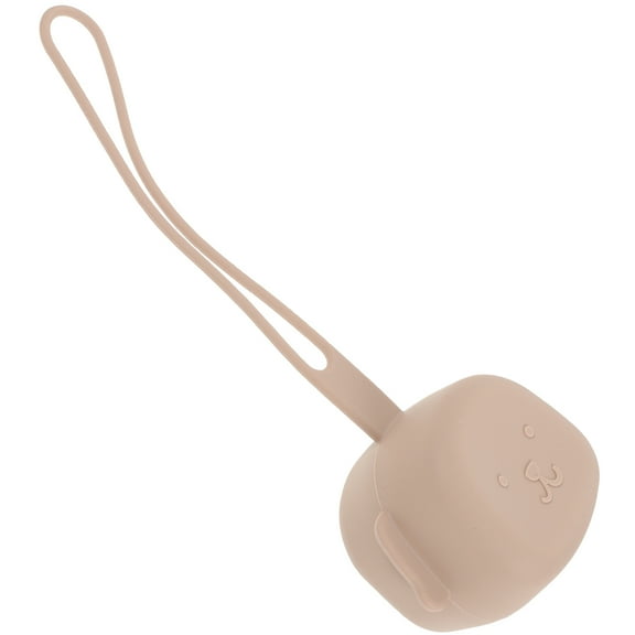 PAMINGONO On-The-Go Silicone Pacifier Holder for Travel and Outdoor Use 1PCS Light Brown 8.25X2.95X1.77in