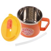 PAMINGONO Orange Stainless Steel Kids Water Bottle with Straw Lid and Easy-Grip Handles, Ideal for and Young Children