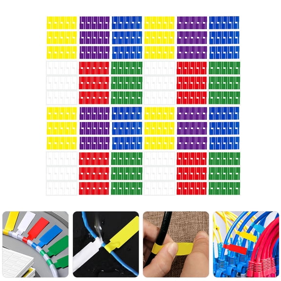 PAMINGONO P-Shaped Wire Labels Sheets Adhesive PVC for Cord Management