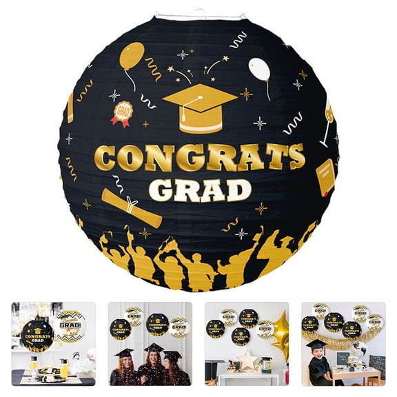 PAMINGONO Paper Lanterns Black Graduation Party Decorations Hanging Lanterns for Photo Props