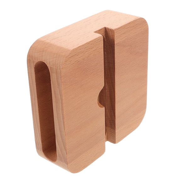 PAMINGONO Beige Wooden Phone Stand with Storage Compartment and Amplified Speaker for Enhanced Sound Quality