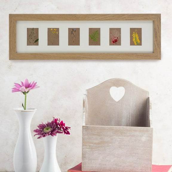 PAMINGONO Light Brown Rectangular Wood Picture Frame Collage for Seashells and Conch Shells, 1 Piece Decorative Display