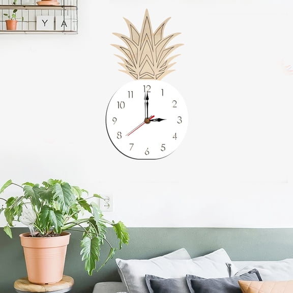 PAMINGONO White Fruit Shape Silent Wall Clock Pineapple Design for Kitchen and Dining Room