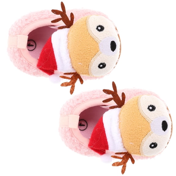 PAMINGONO Pink Cotton Cloth Shoes 1 Pair for Newborn Baby Girls with Thickened Winter Design for Indoor Use