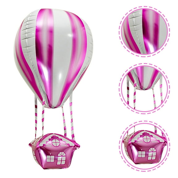 PAMINGONO Pink Hot Air Foil Balloon 10Pcs 4D Shape Aluminum Film Balloons for Weddings
