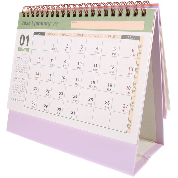 PAMINGONO Perpetual Desk Calendar Paper Pink 1Pcs for Scheduling and Marking Important Dates