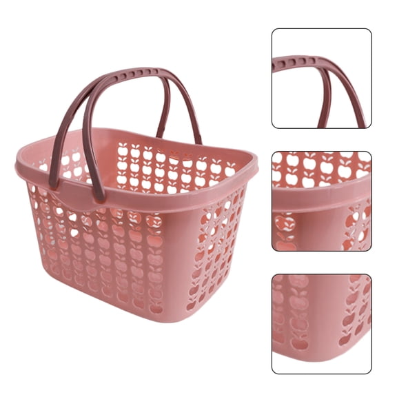 PAMINGONO Elegant Pink Plastic Shopping Basket - Home Kitchen Organizer