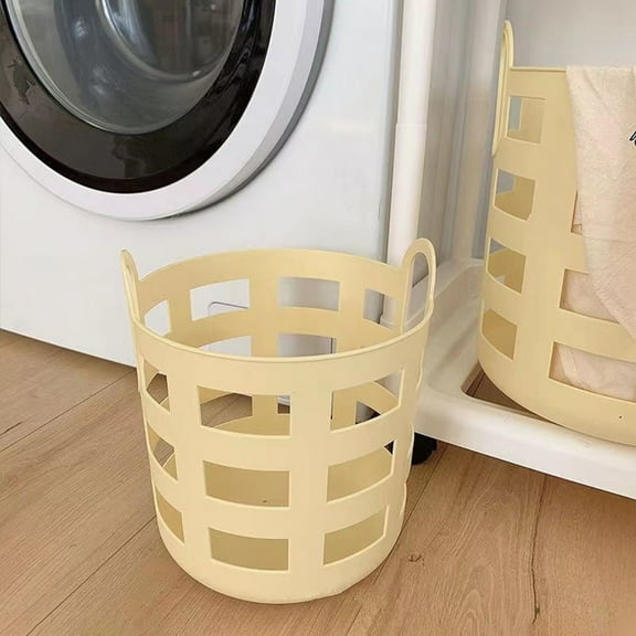 PAMINGONO Reusable Plastic Laundry Hamper Yellow Portable Clothes Basket for Home Organization