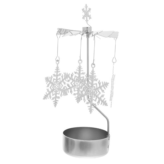 PAMINGONO Plated Silver Rotating Candlelight Centerpiece Metal Tea Light Holder for Christmas Table Decoration