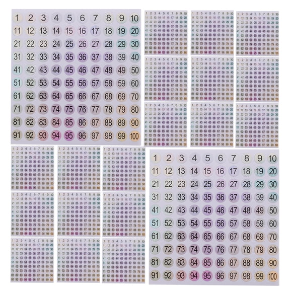 PAMINGONO Plated Round Number Stickers 1-100 Self-Adhesive Number Labels for Mailboxes and Page Marking