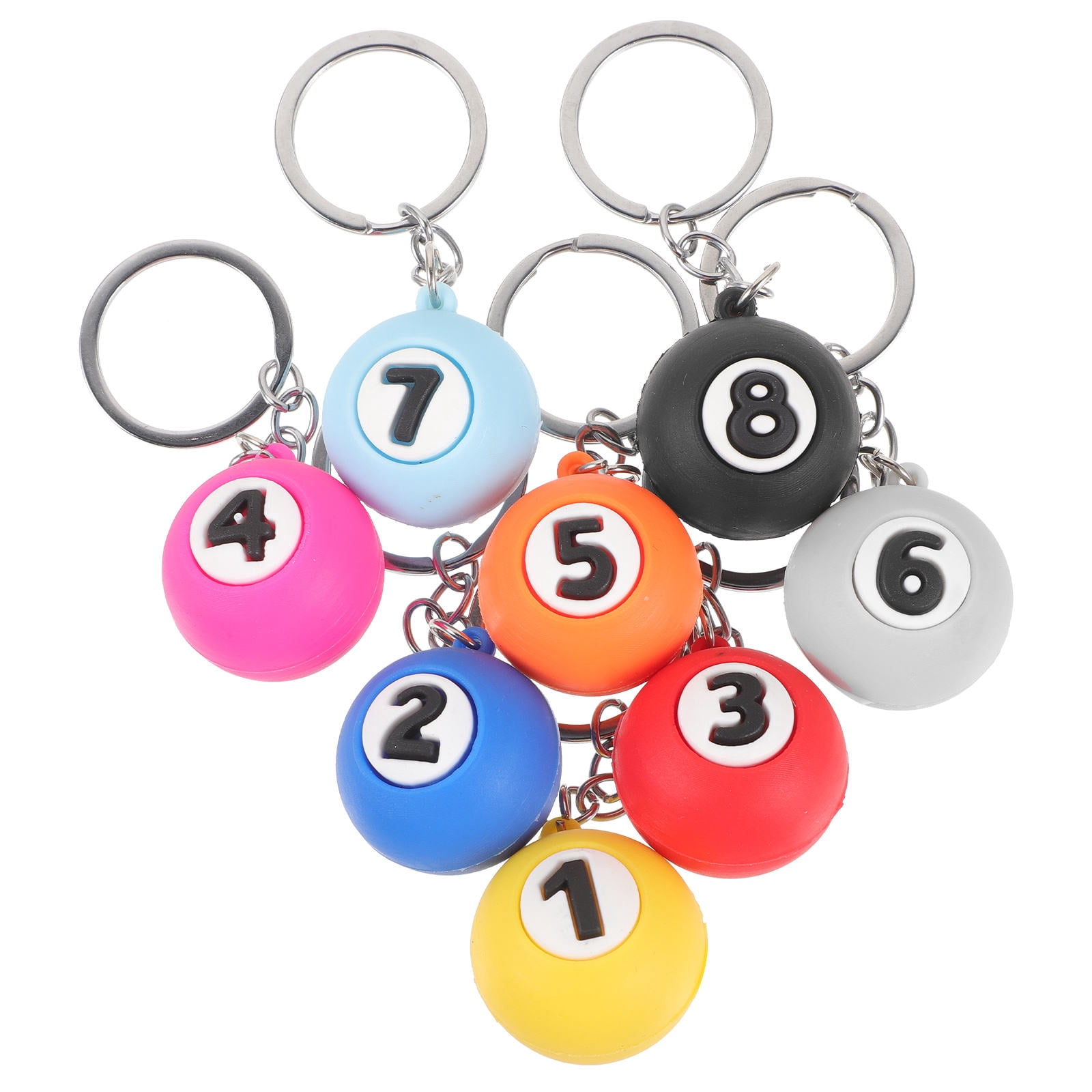 Cute 8 Ball Keychain With Strawberry & Daisy – Resin Bag Charm For Keys, Wallets & Gifts